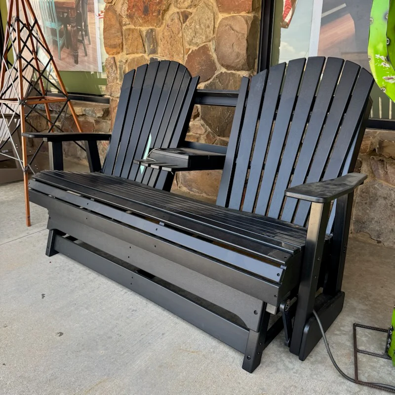 Black Adirondack Loveseat Rocker - Image 4