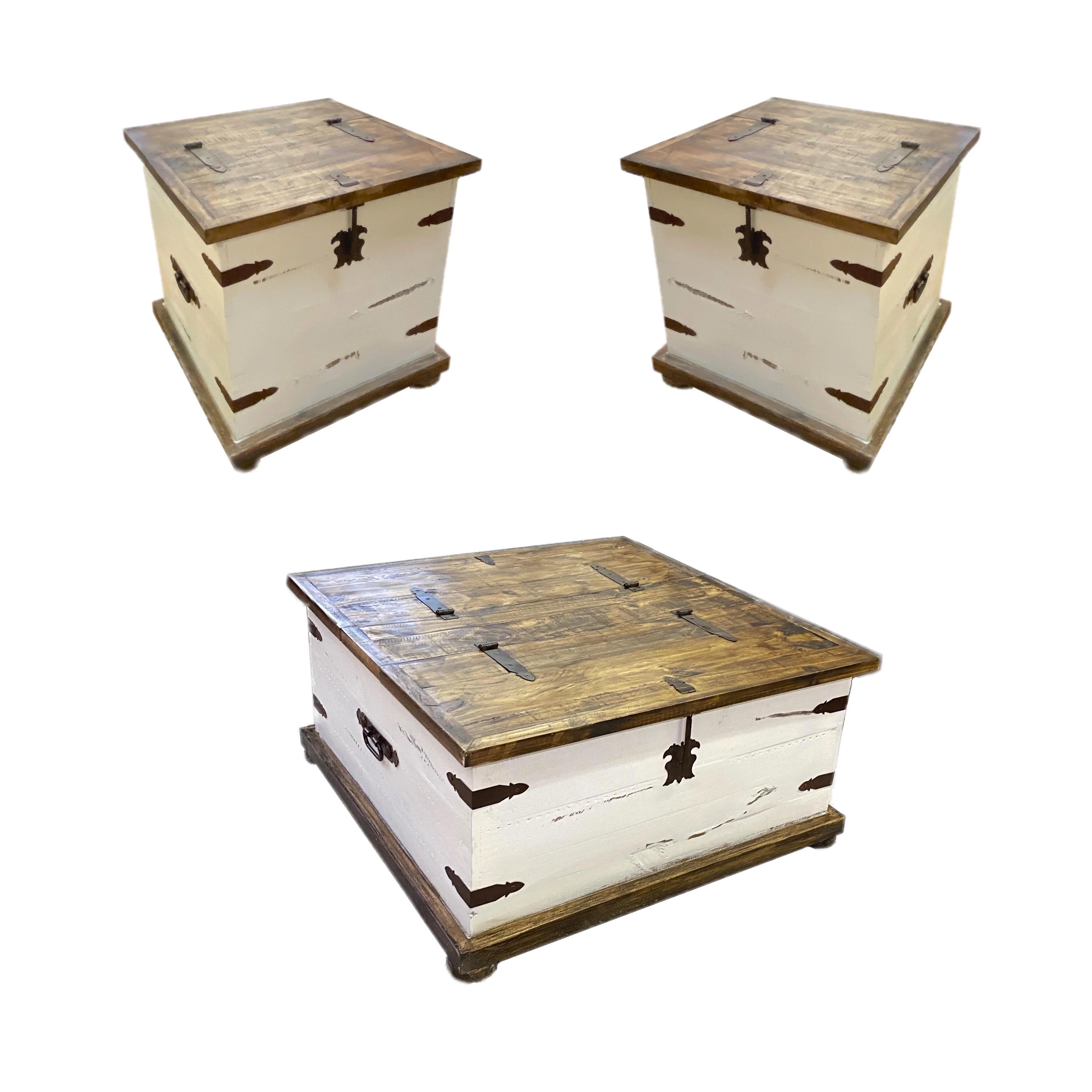 Farmhouse Trunk Coffee Table Set - Image 4