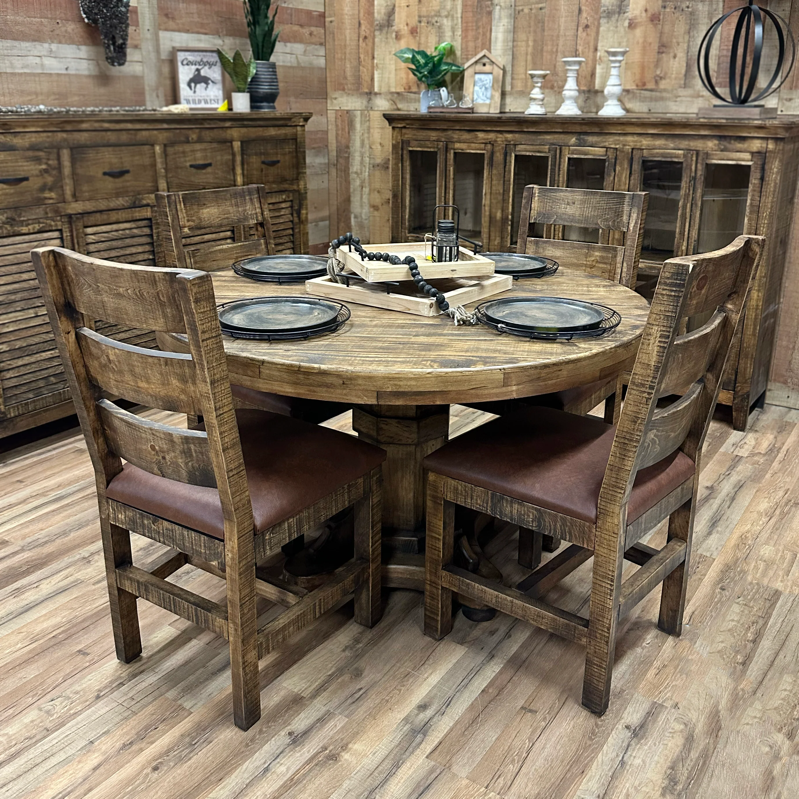 Modern Rustic Round Dining Set - Image 3