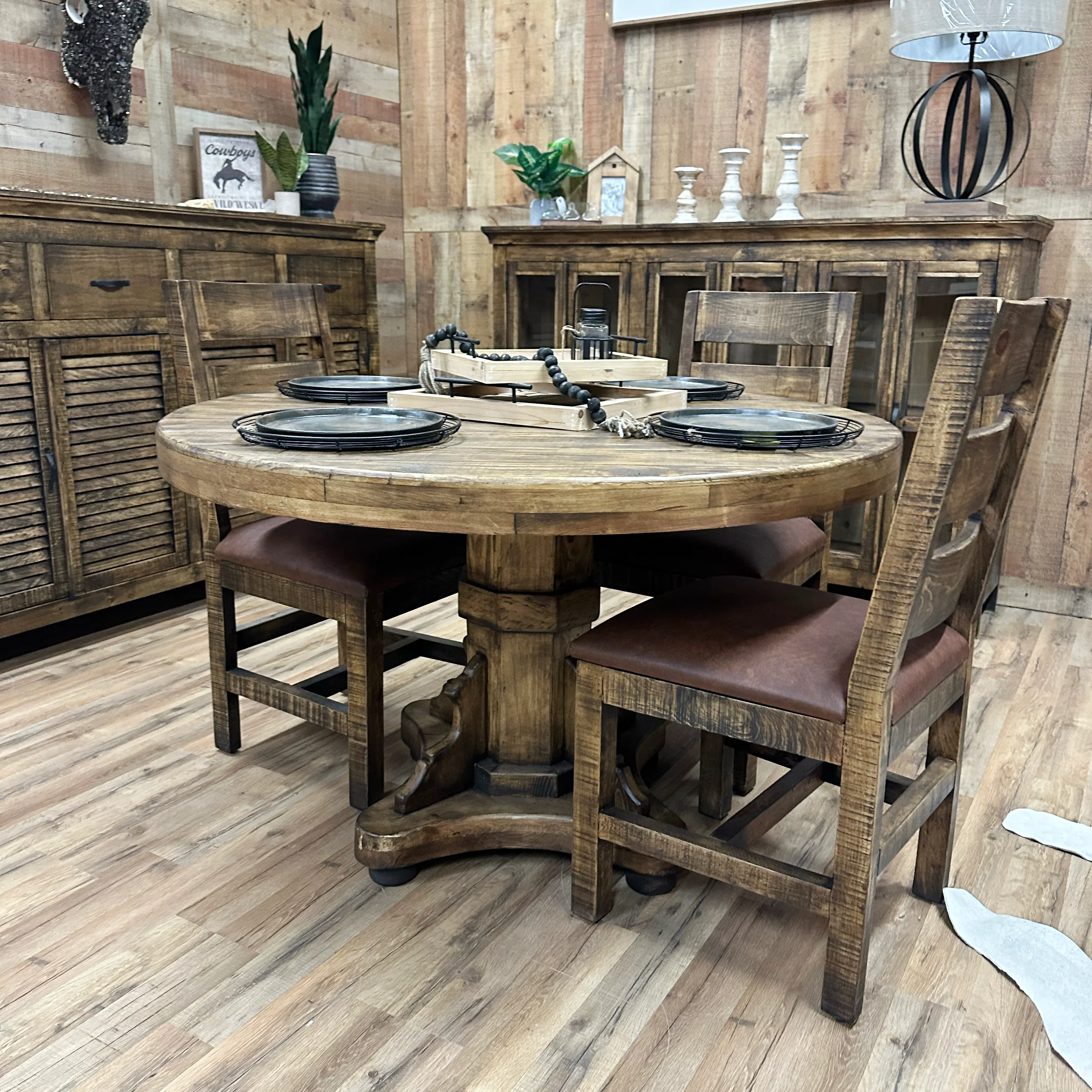 Modern Rustic Round Dining Set - Image 4